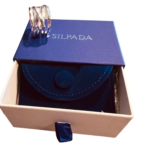 *SOLD* Silpada ‘Wrapped Up’ Overlapping Textured Band Ring NWT in pouch and box - Picture 4 of 8